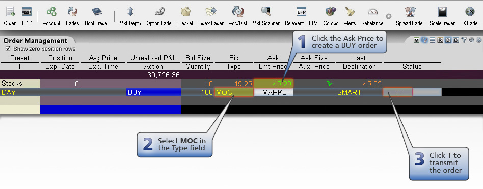 Market-on-Close Buy Order