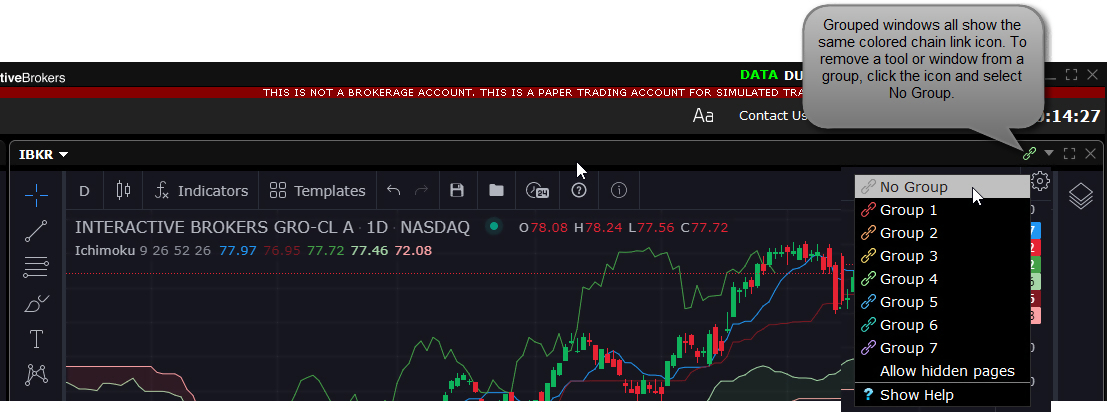 Removed Advanced Charts from a group