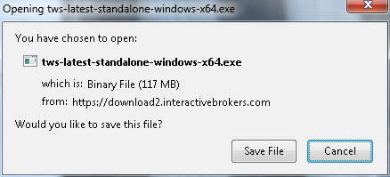 TWS Install for Windows Screen