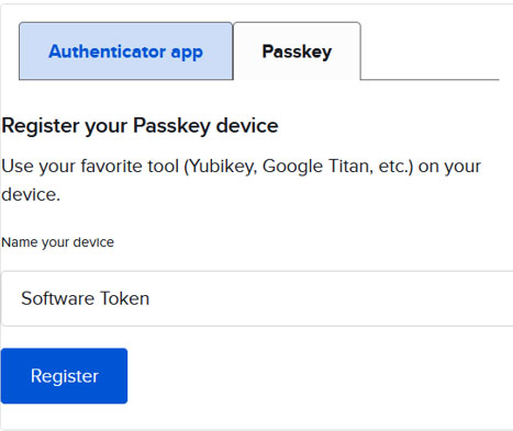 Register passkey